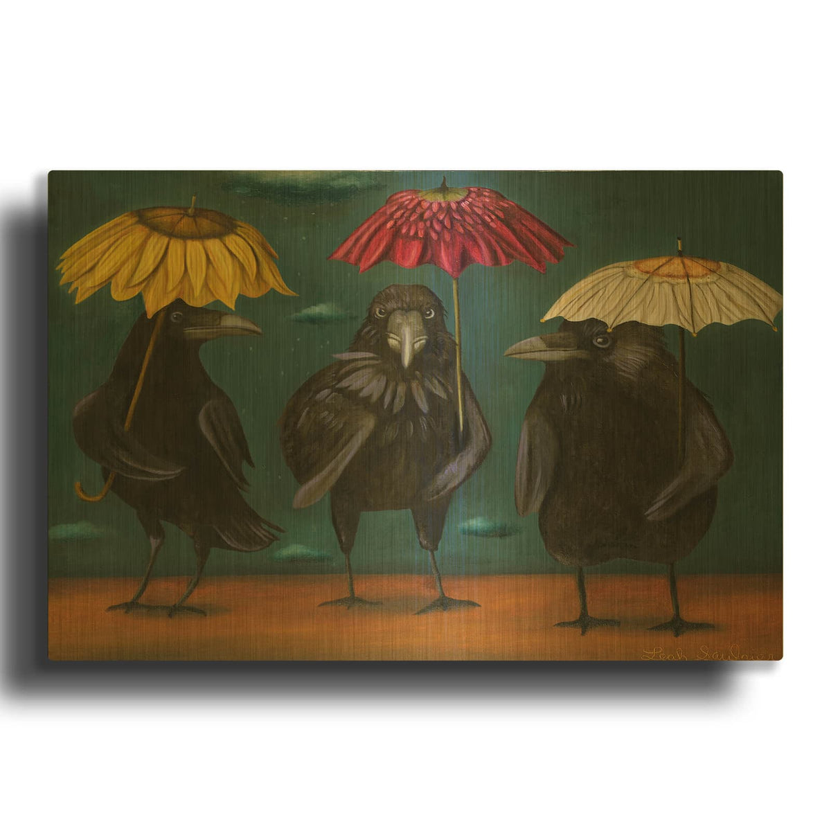 'Ravens Rain' By Leah Saulnier Gold Metal Wall Art
