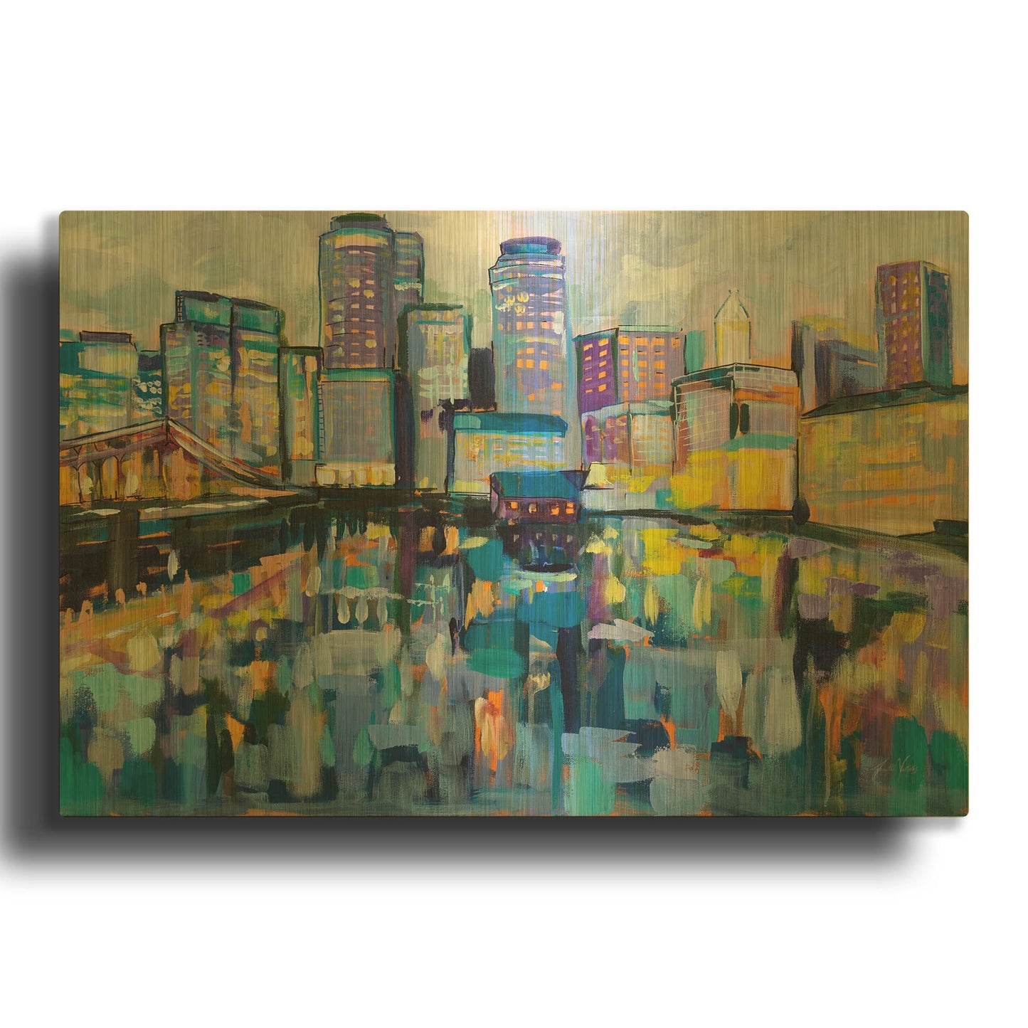 'Boston Harbor' By Jeanette Vertentes Gold Metal Wall Art
