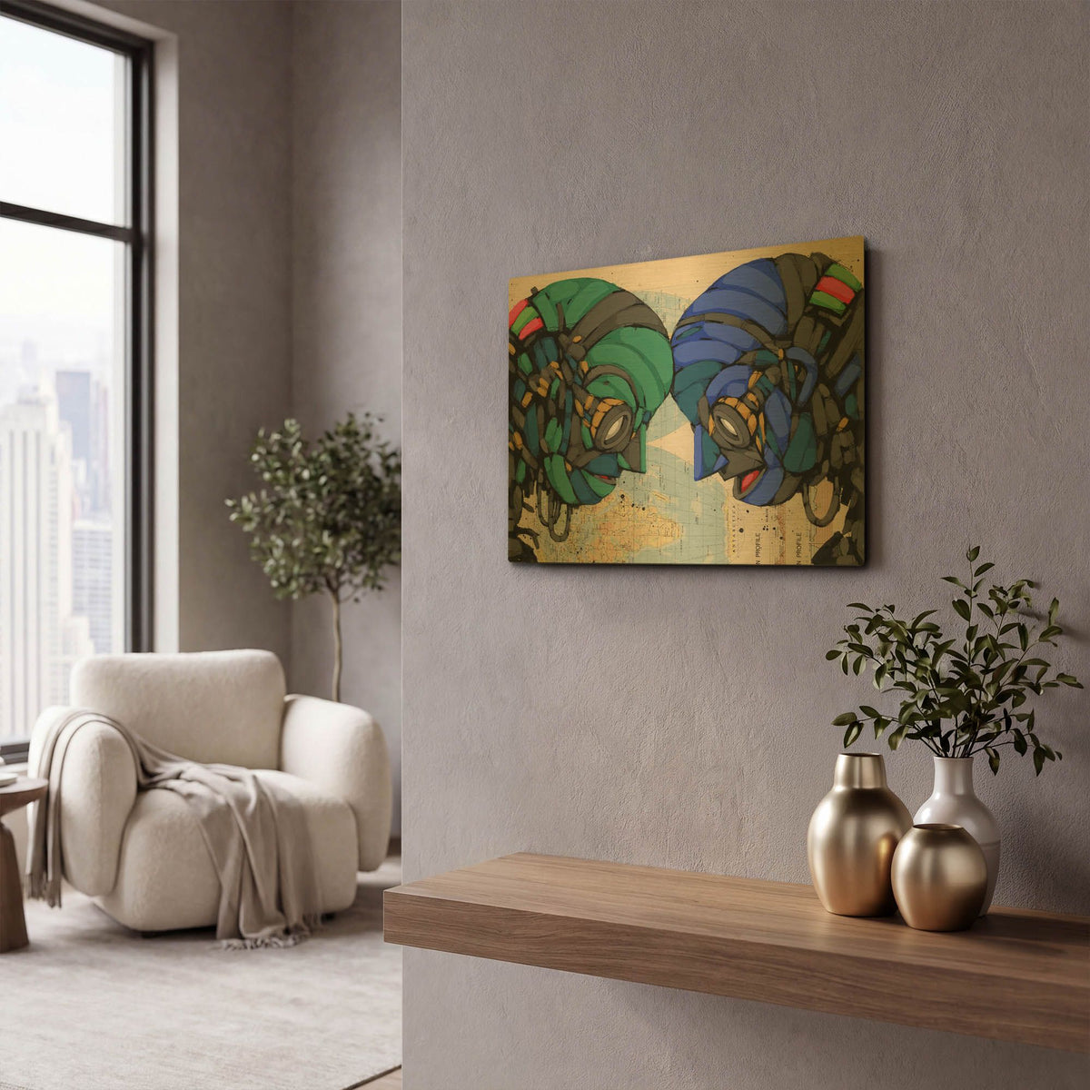 'Putting Our Heads Together' By Ric Stultz Gold Metal Wall Art