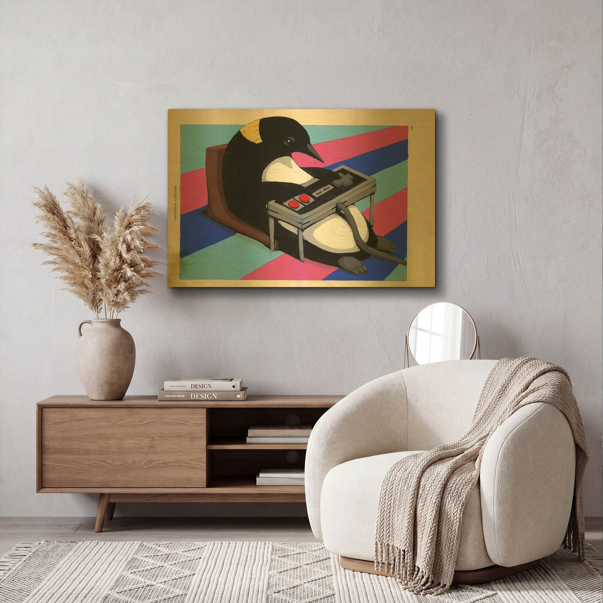 'Winter Indoors' By Ric Stultz Gold Metal Wall Art