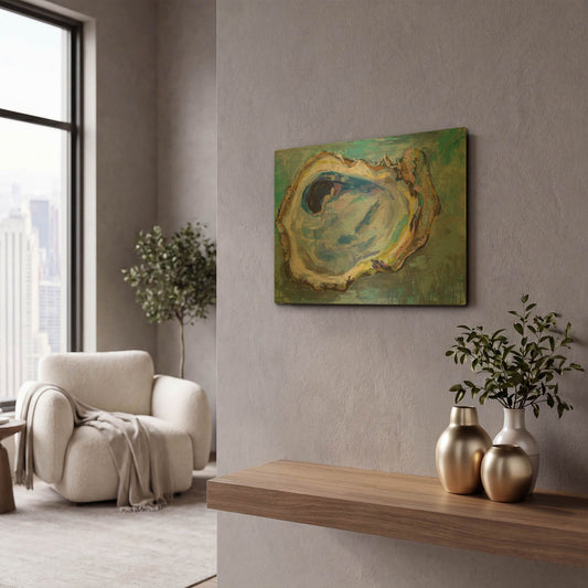 'Oyster Two' By Jeanette Vertentes Gold Metal Wall Art