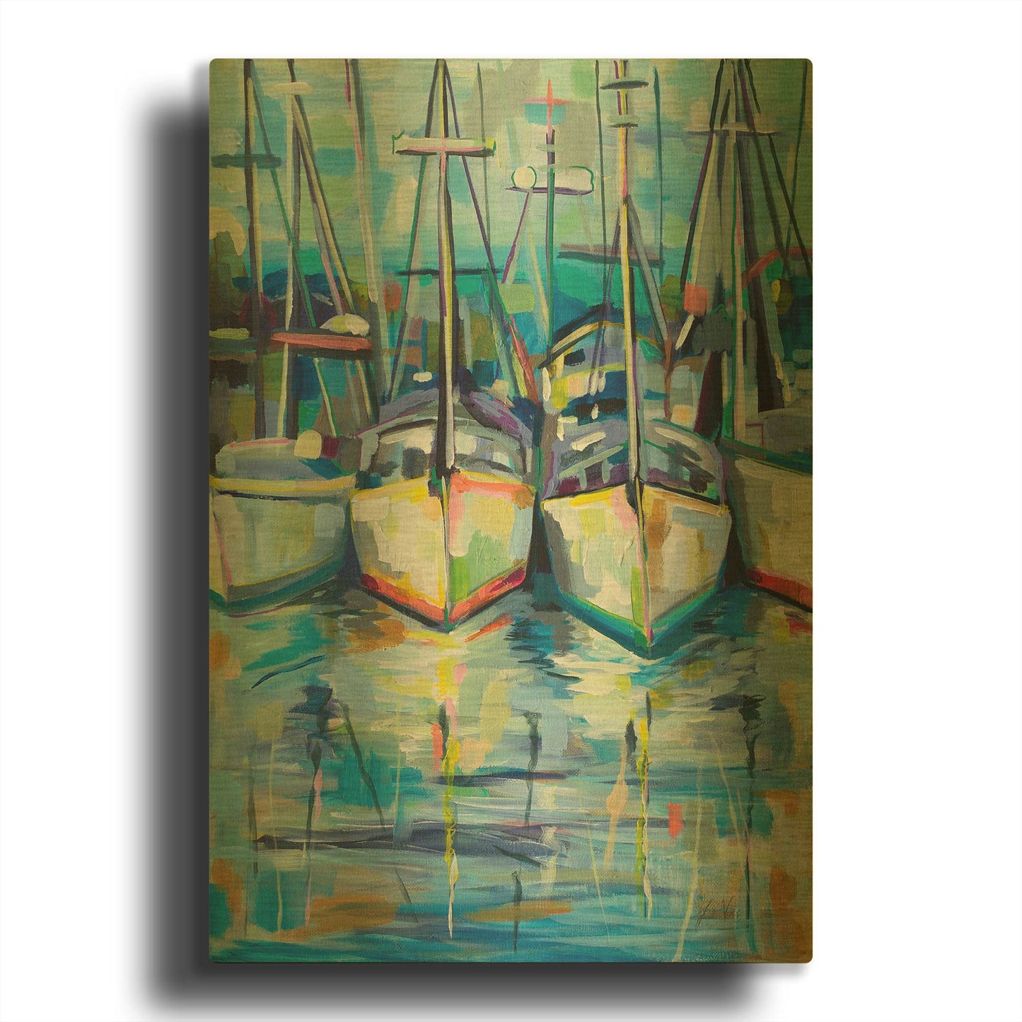 'Morning Dock' By Jeanette Vertentes Gold Metal Wall Art