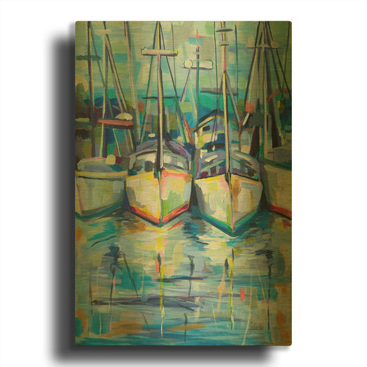 'Morning Dock' By Jeanette Vertentes Gold Metal Wall Art