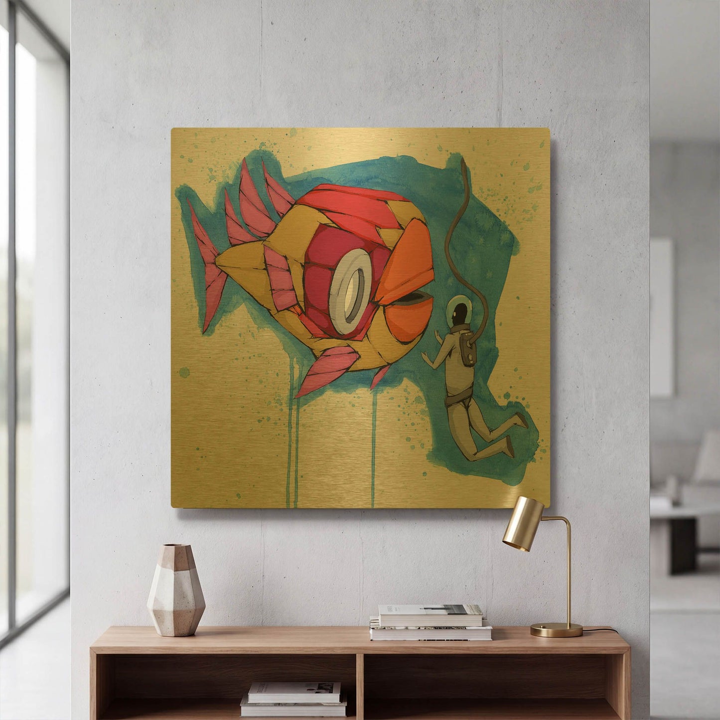 'We Get Deep' By Ric Stultz Gold Metal Wall Art