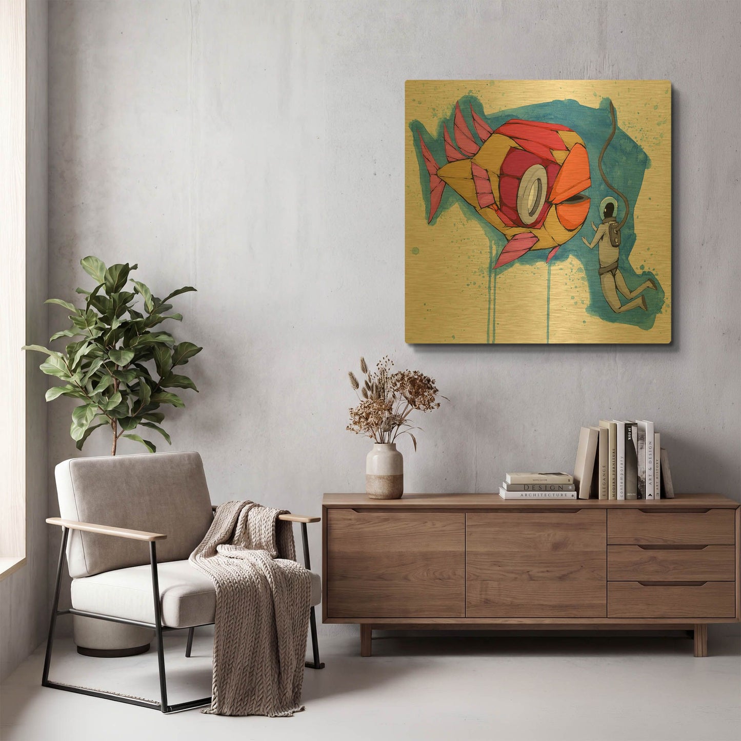 'We Get Deep' By Ric Stultz Gold Metal Wall Art