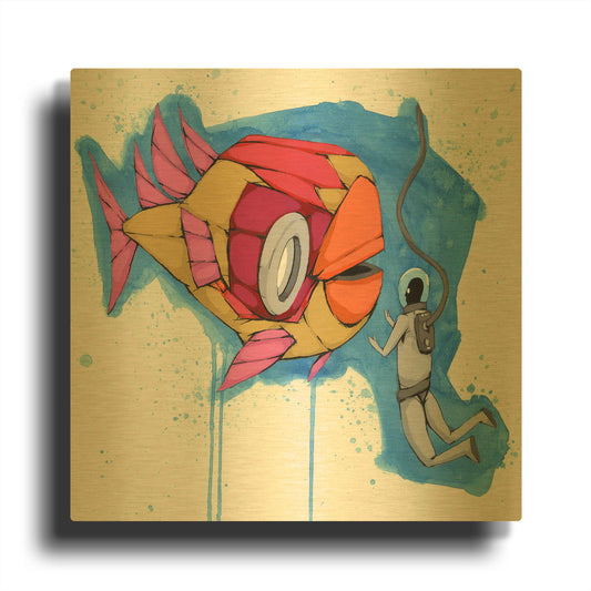 'We Get Deep' By Ric Stultz Gold Metal Wall Art