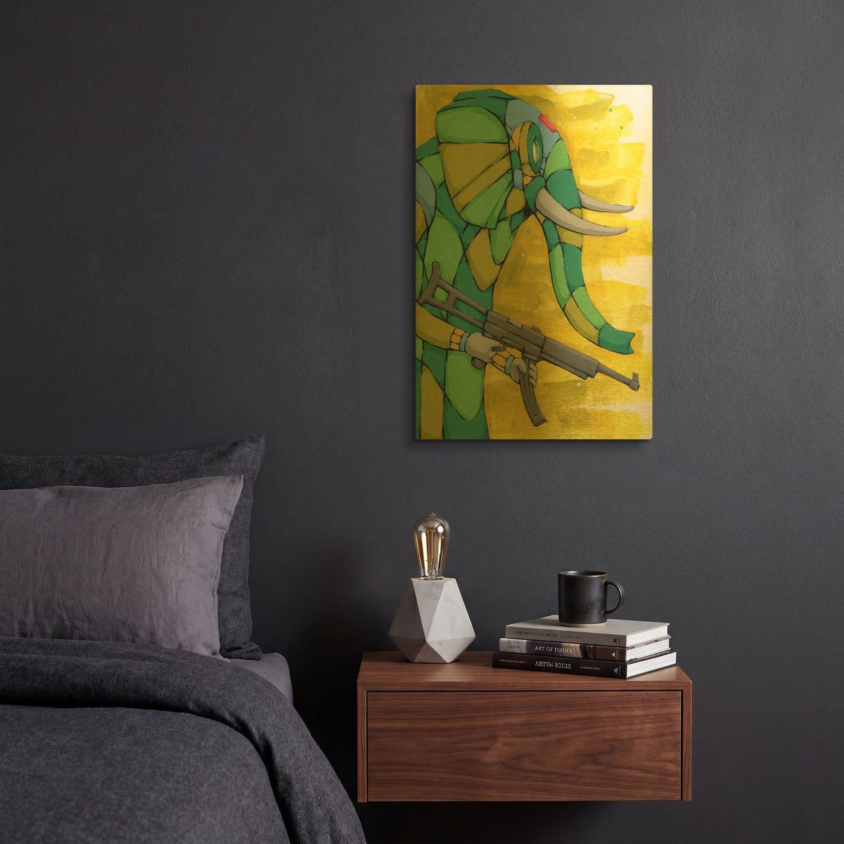 'Protecting his Ivory' By Ric Stultz Gold Metal Wall Art