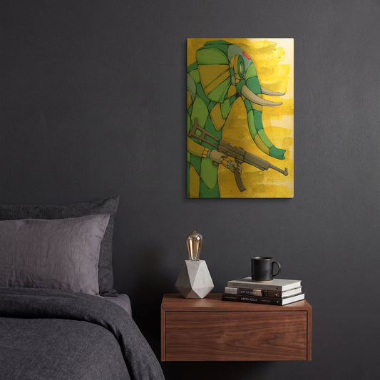 'Protecting his Ivory' By Ric Stultz Gold Metal Wall Art