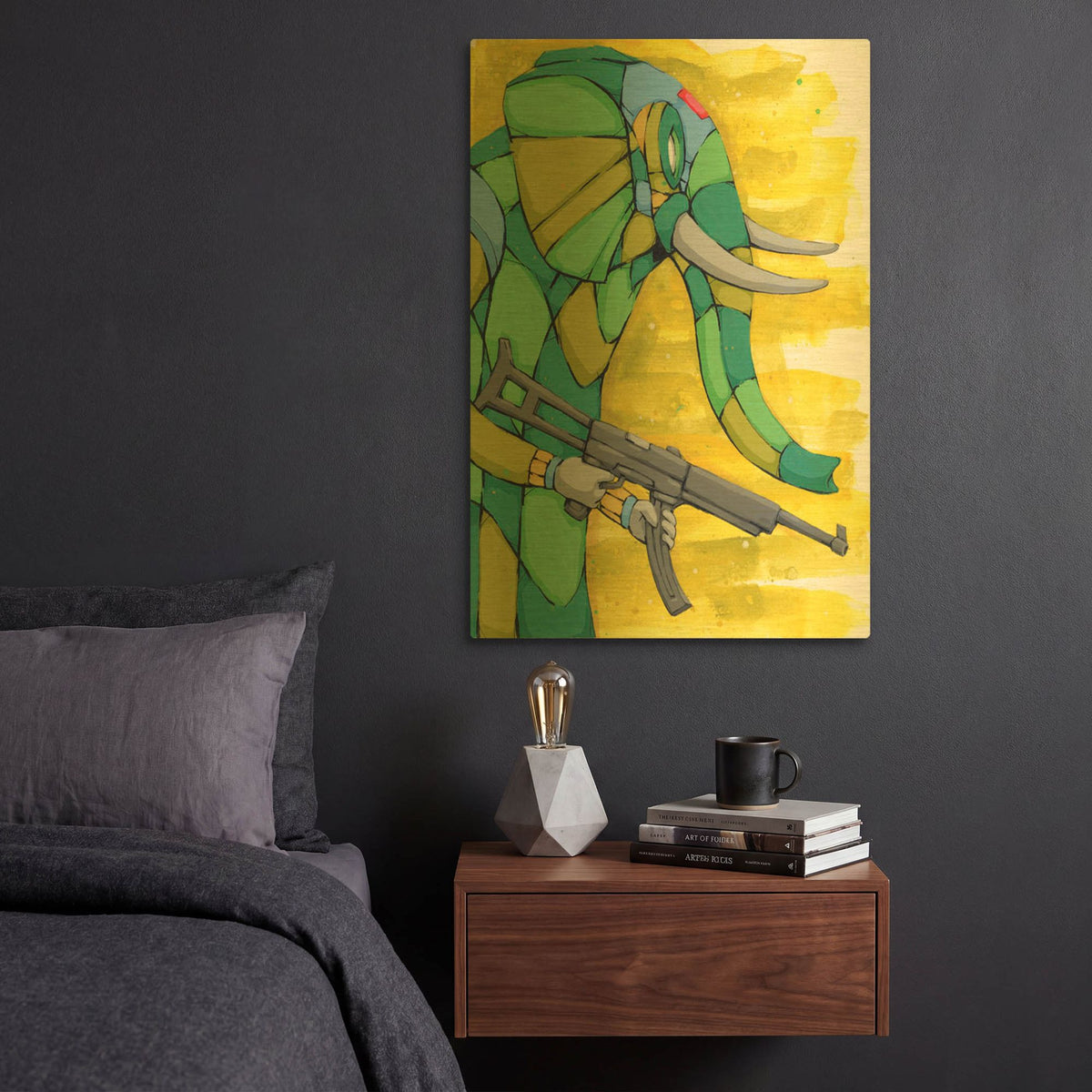 'Protecting his Ivory' By Ric Stultz Gold Metal Wall Art