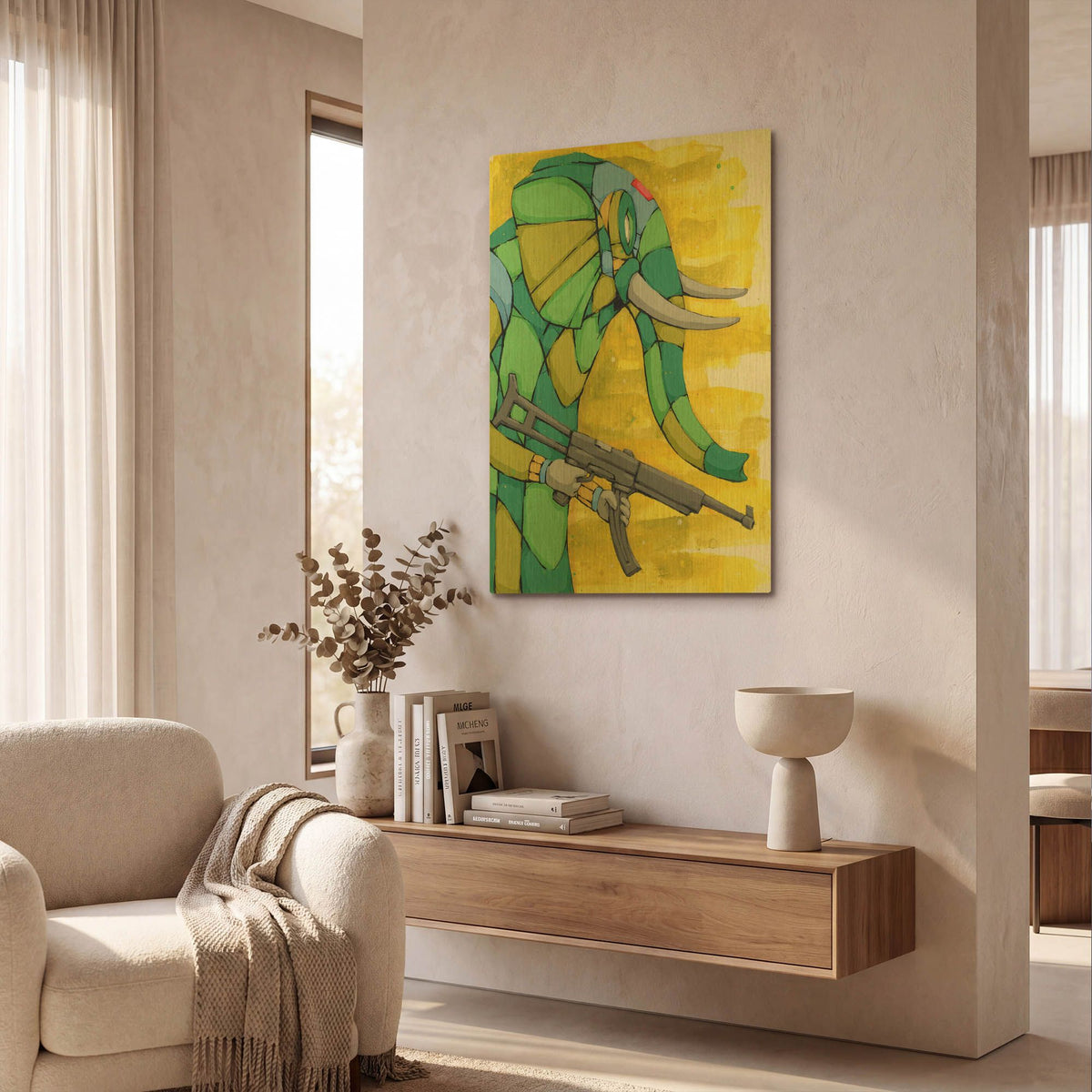 'Protecting his Ivory' By Ric Stultz Gold Metal Wall Art