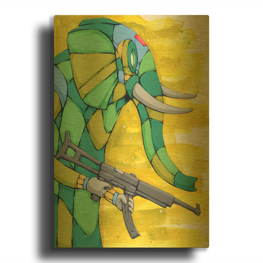 'Protecting his Ivory' By Ric Stultz Gold Metal Wall Art
