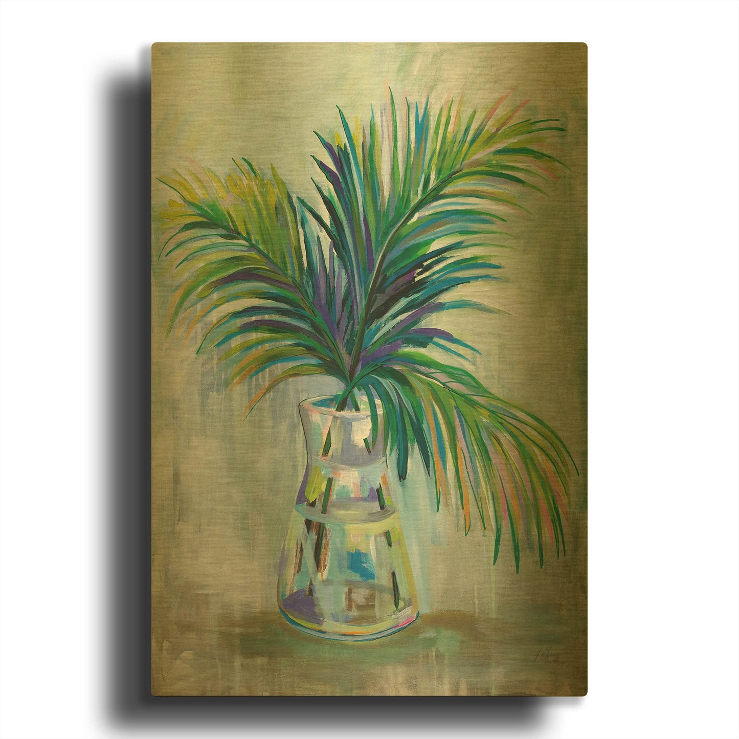 'Palm Leaves I' By Jeanette Vertentes Gold Metal Wall Art