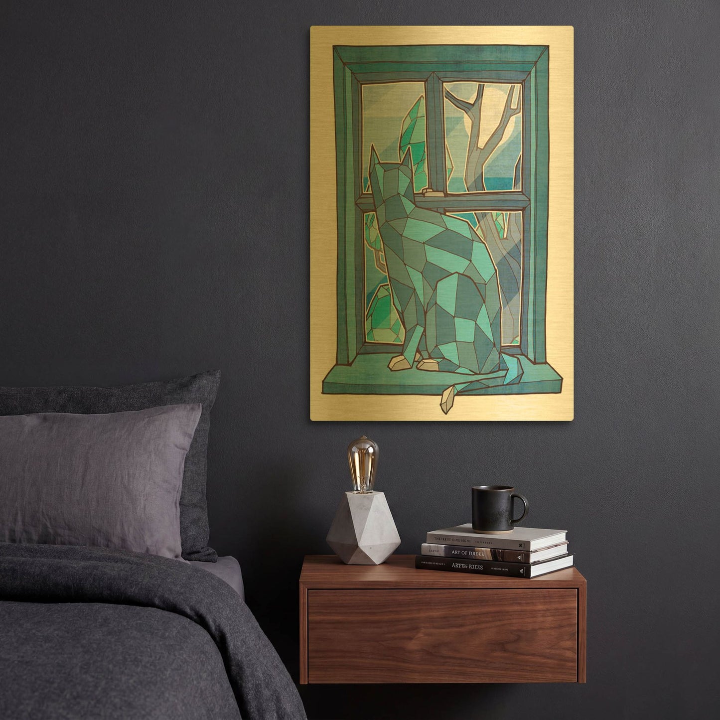 'Window Watcher' By Ric Stultz Gold Metal Wall Art