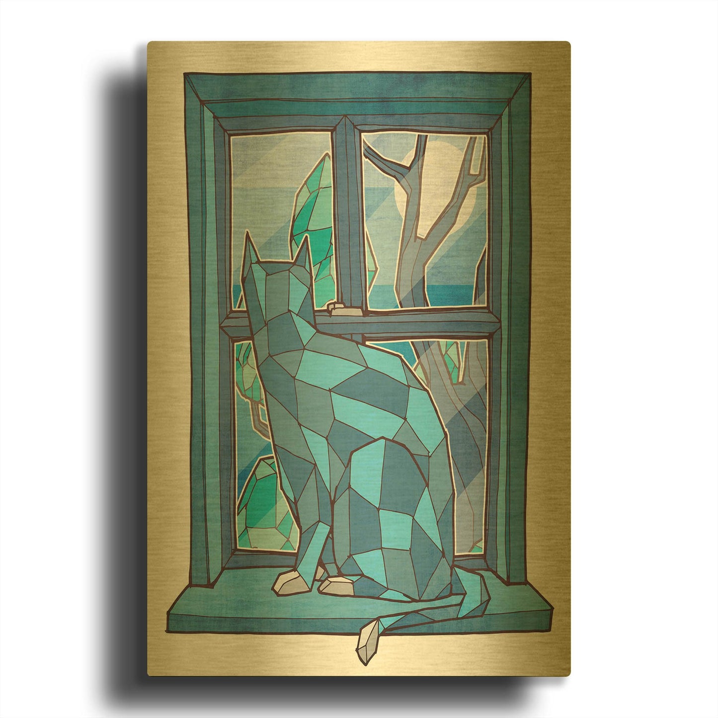 'Window Watcher' By Ric Stultz Gold Metal Wall Art