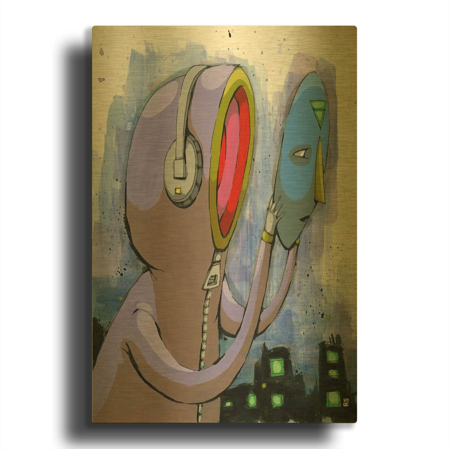 'Cant Face The City' By Ric Stultz Gold Metal Wall Art