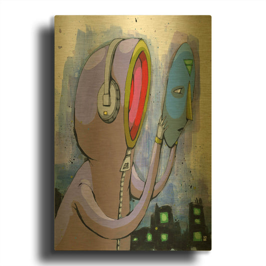 'Cant Face The City' By Ric Stultz Gold Metal Wall Art