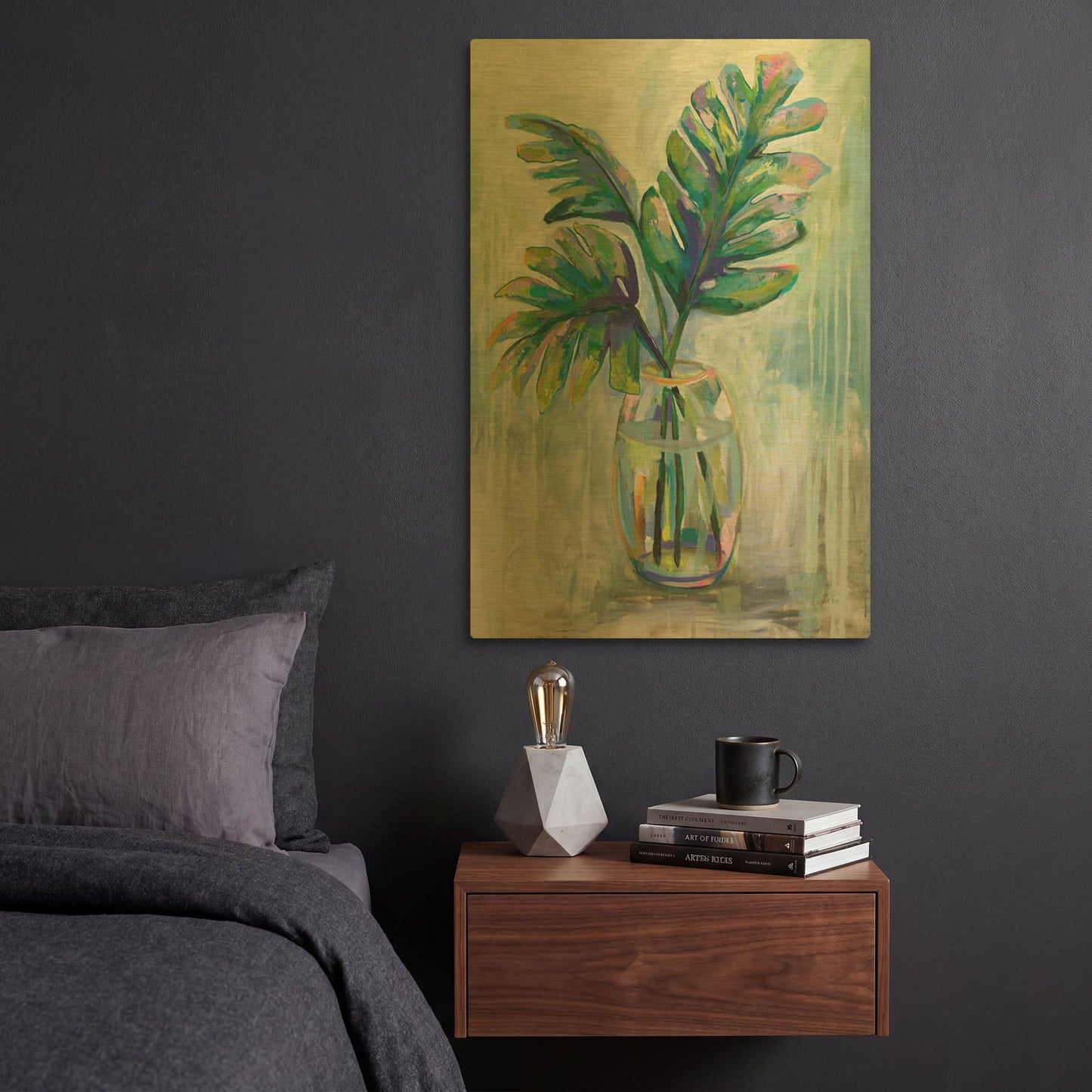 'Palm Leaves II' By Jeanette Vertentes Gold Metal Wall Art