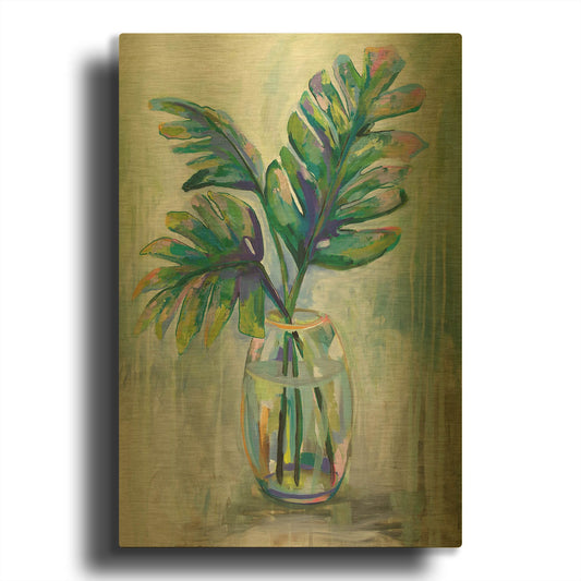 'Palm Leaves II' By Jeanette Vertentes Gold Metal Wall Art