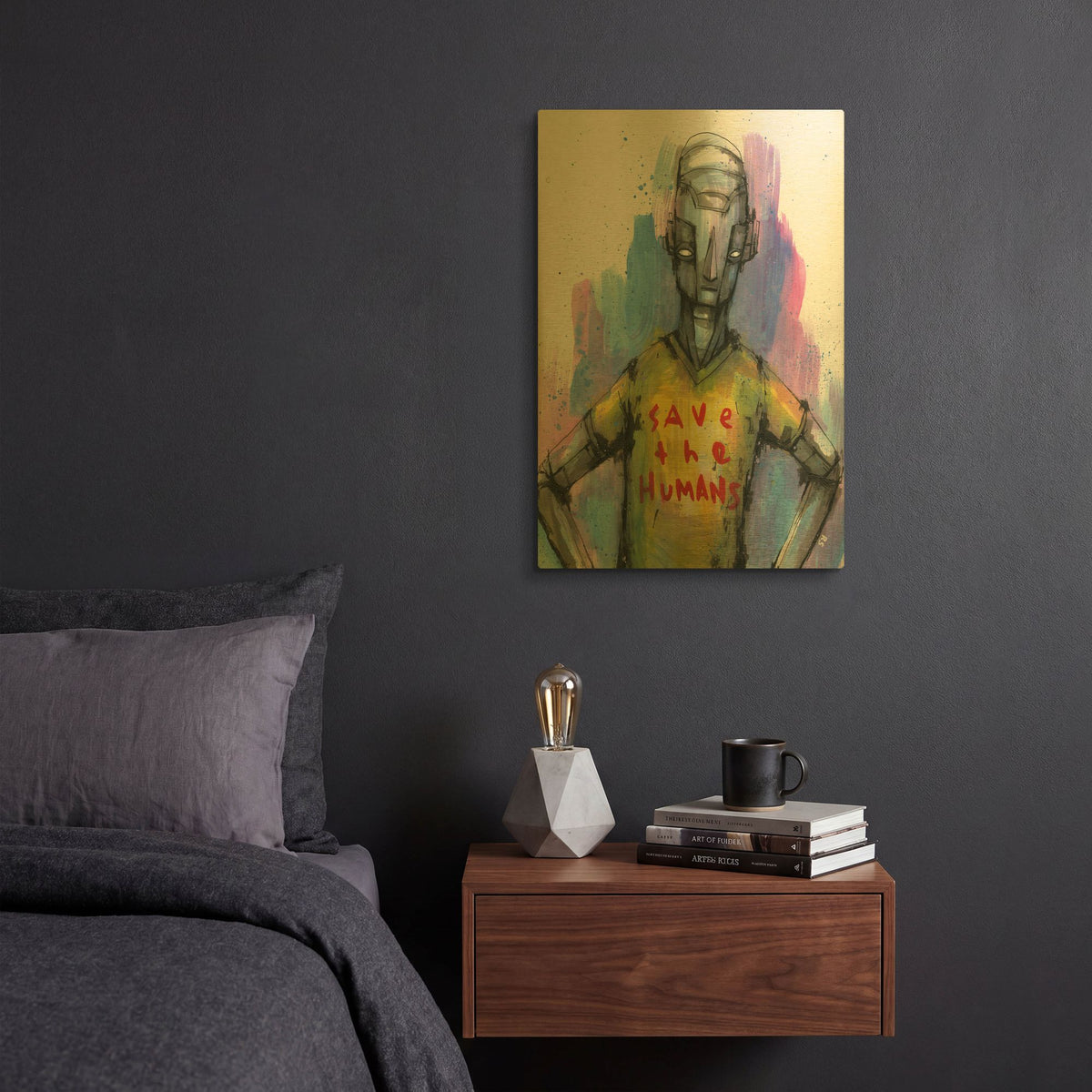 'Save The Humans' By Ric Stultz Gold Metal Wall Art