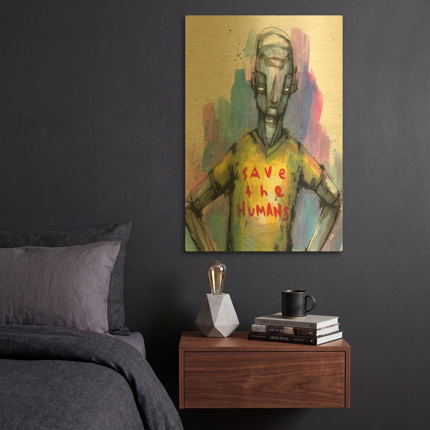 'Save The Humans' By Ric Stultz Gold Metal Wall Art
