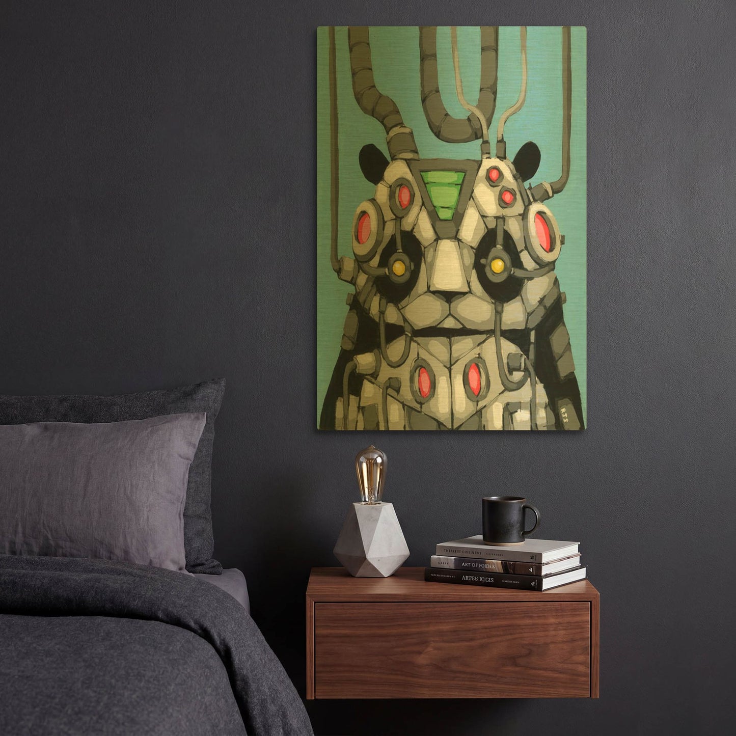 'Pandabot' By Ric Stultz Gold Metal Wall Art