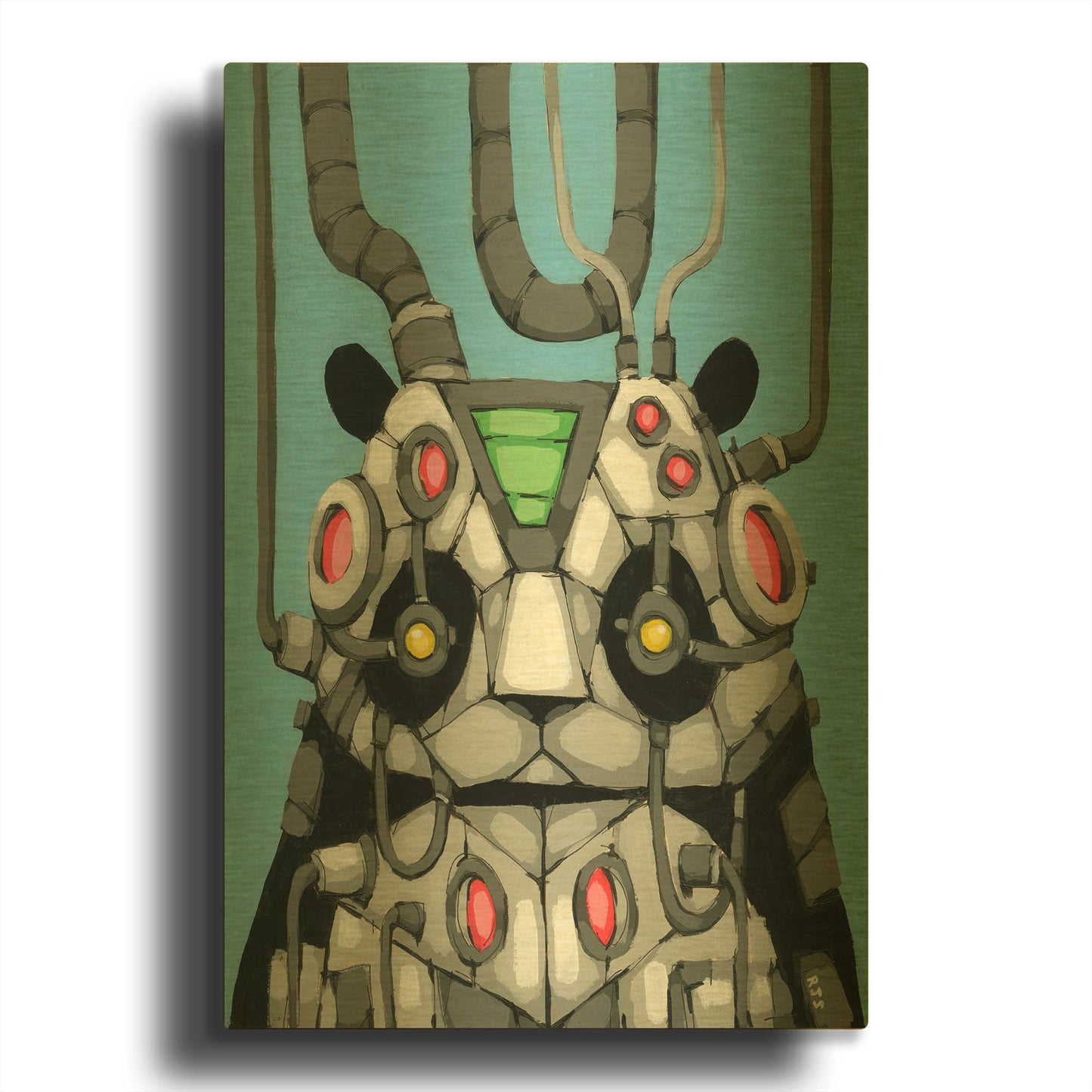 'Pandabot' By Ric Stultz Gold Metal Wall Art