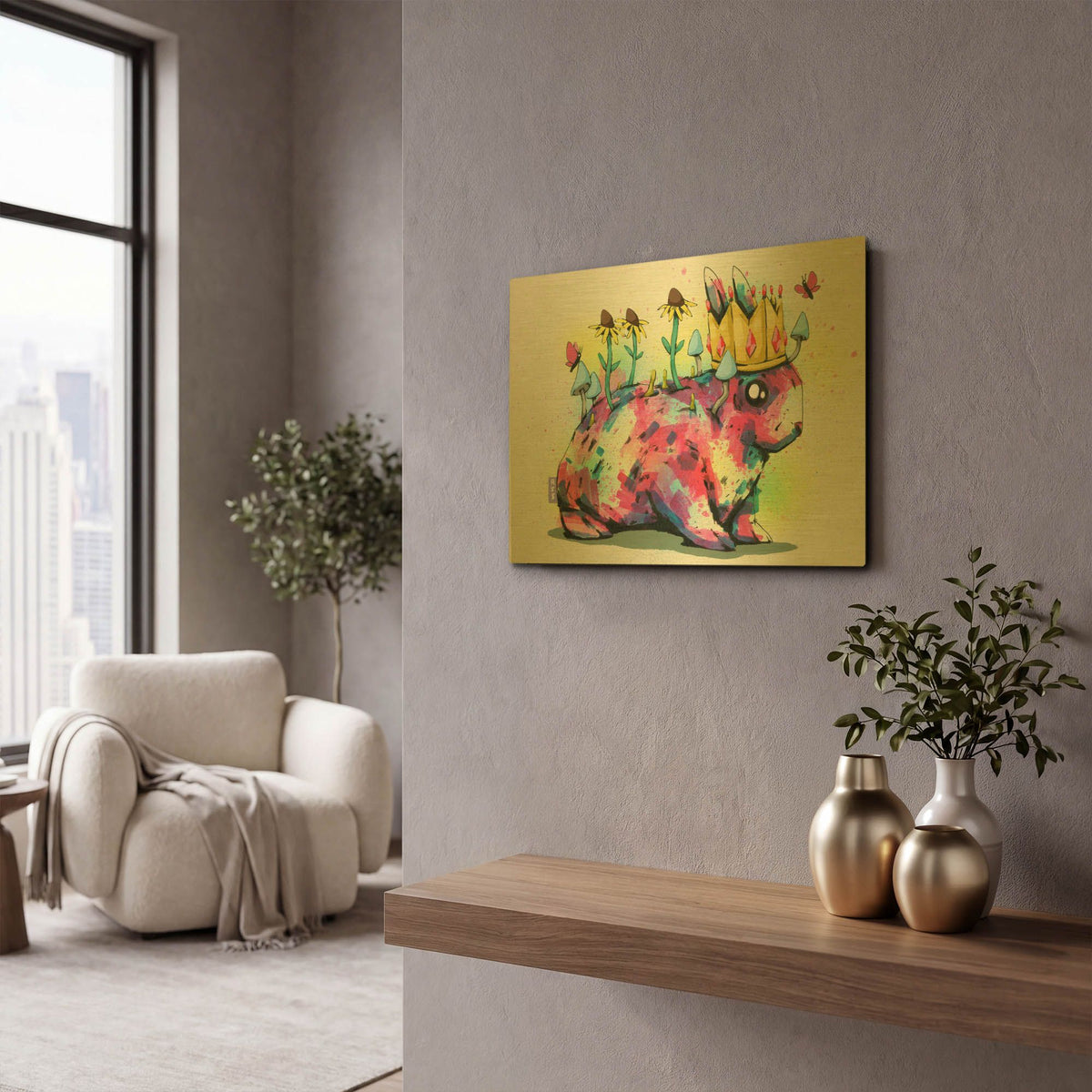 'Bunny Royalty' By Ric Stultz Gold Metal Wall Art