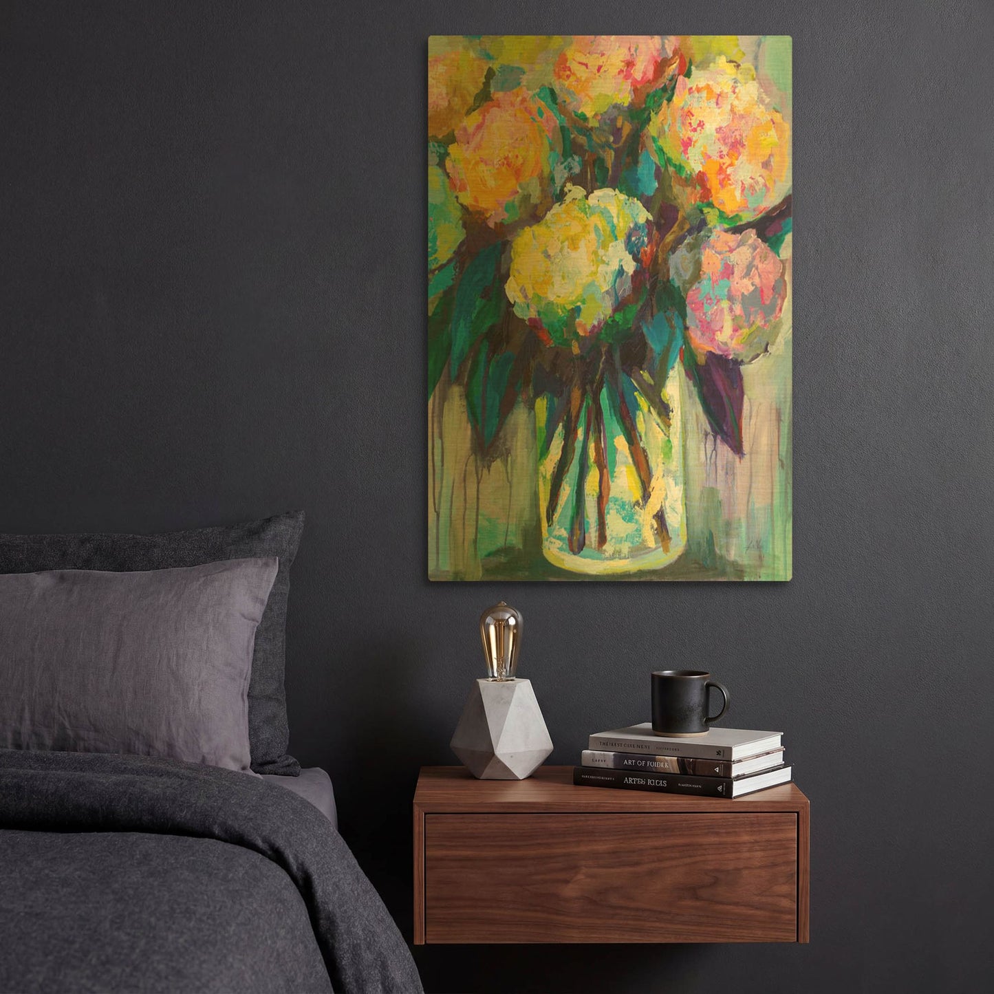 'Full of Hydrangeas' By Jeanette Vertentes Gold Metal Wall Art