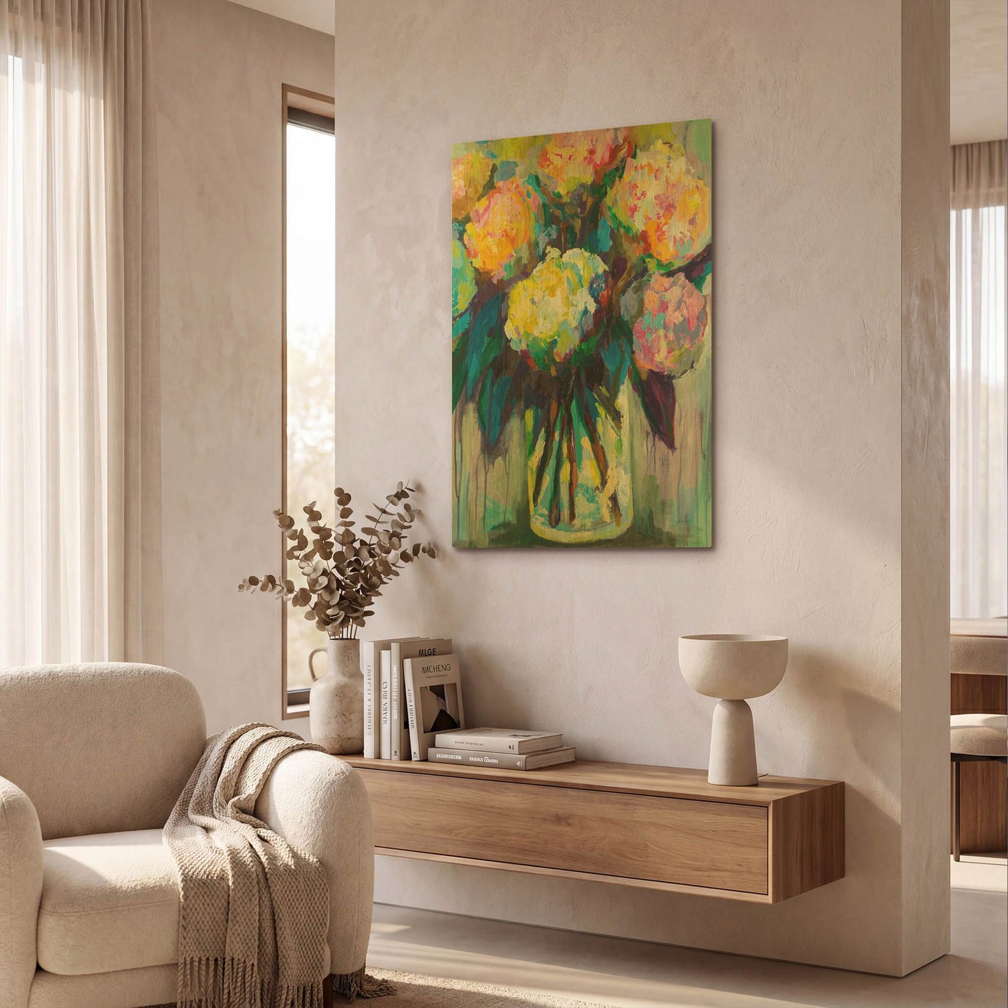 'Full of Hydrangeas' By Jeanette Vertentes Gold Metal Wall Art