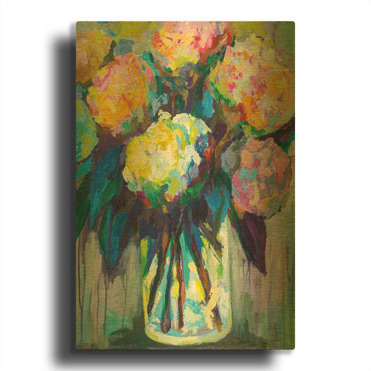 'Full of Hydrangeas' By Jeanette Vertentes Gold Metal Wall Art