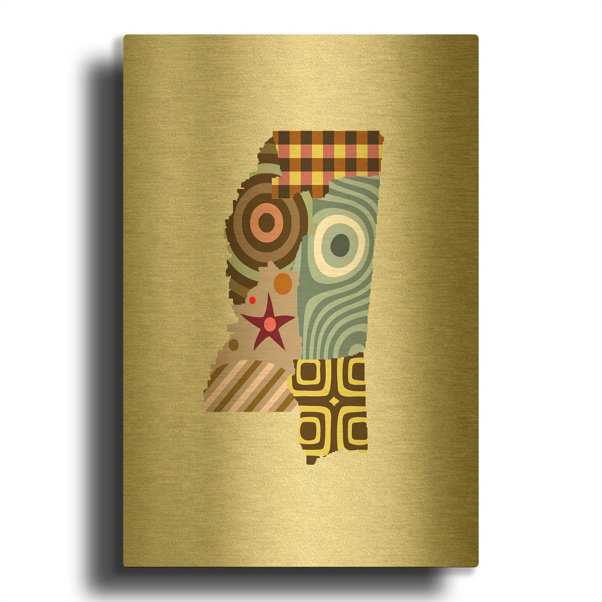 'Mississippi State Map' By Lanre Adefioyue Gold Metal Wall Art