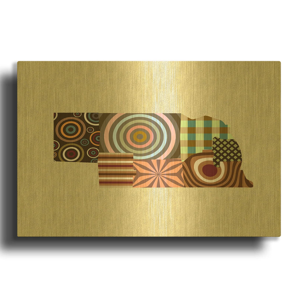 'Nebraska State Map' By Lanre Adefioyue Gold Metal Wall Art