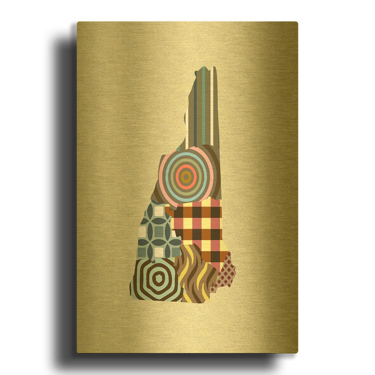 'New Hampshire State Map' By Lanre Adefioyue Gold Metal Wall Art
