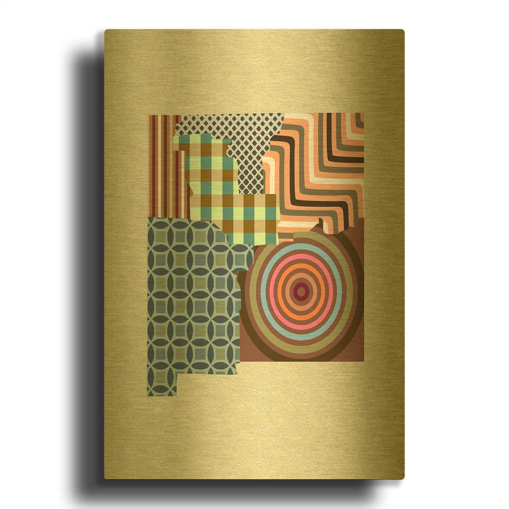 'New Mexico State Map' By Lanre Adefioyue Gold Metal Wall Art