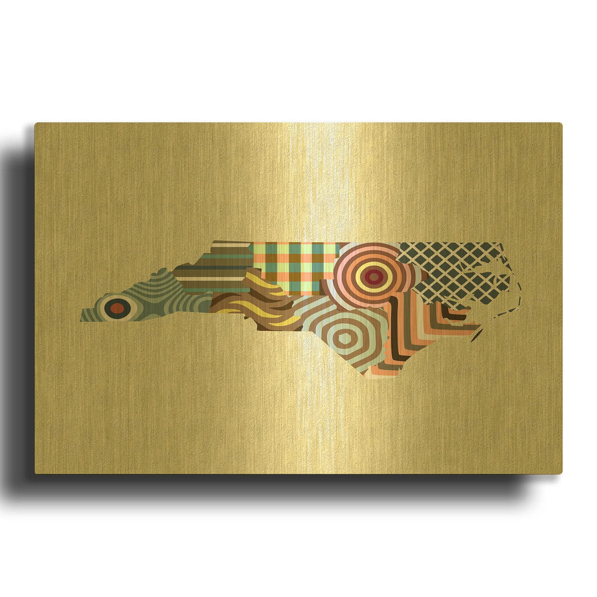 'North Carolina State Map' By Lanre Adefioyue Gold Metal Wall Art