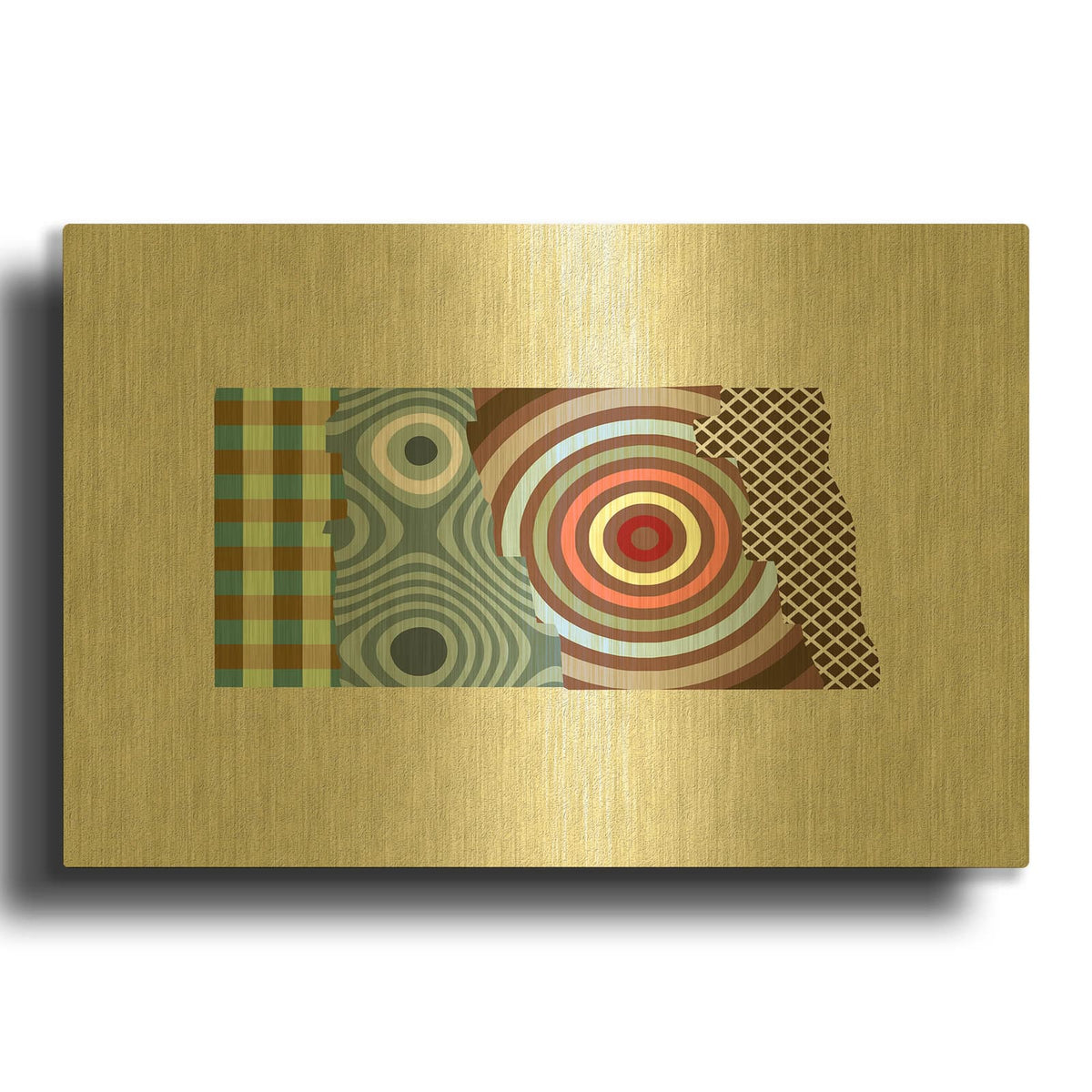 'North Dakota State Map' By Lanre Adefioyue Gold Metal Wall Art
