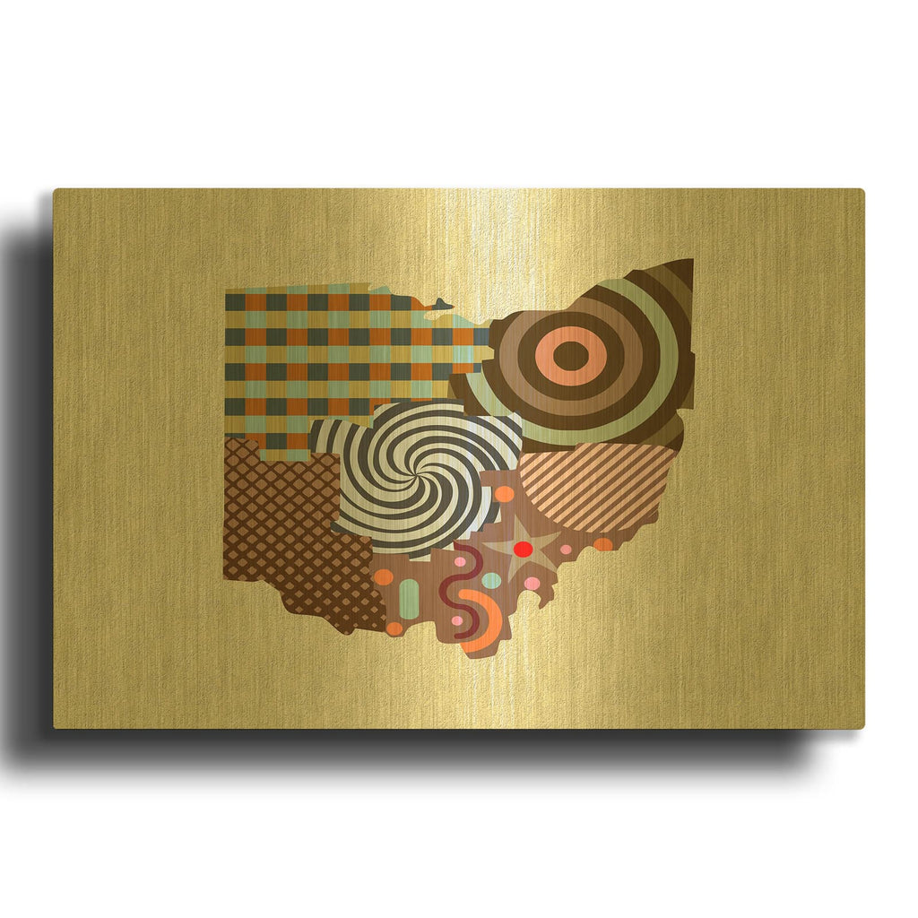 'Ohio State Map' By Lanre Adefioyue Gold Metal Wall Art