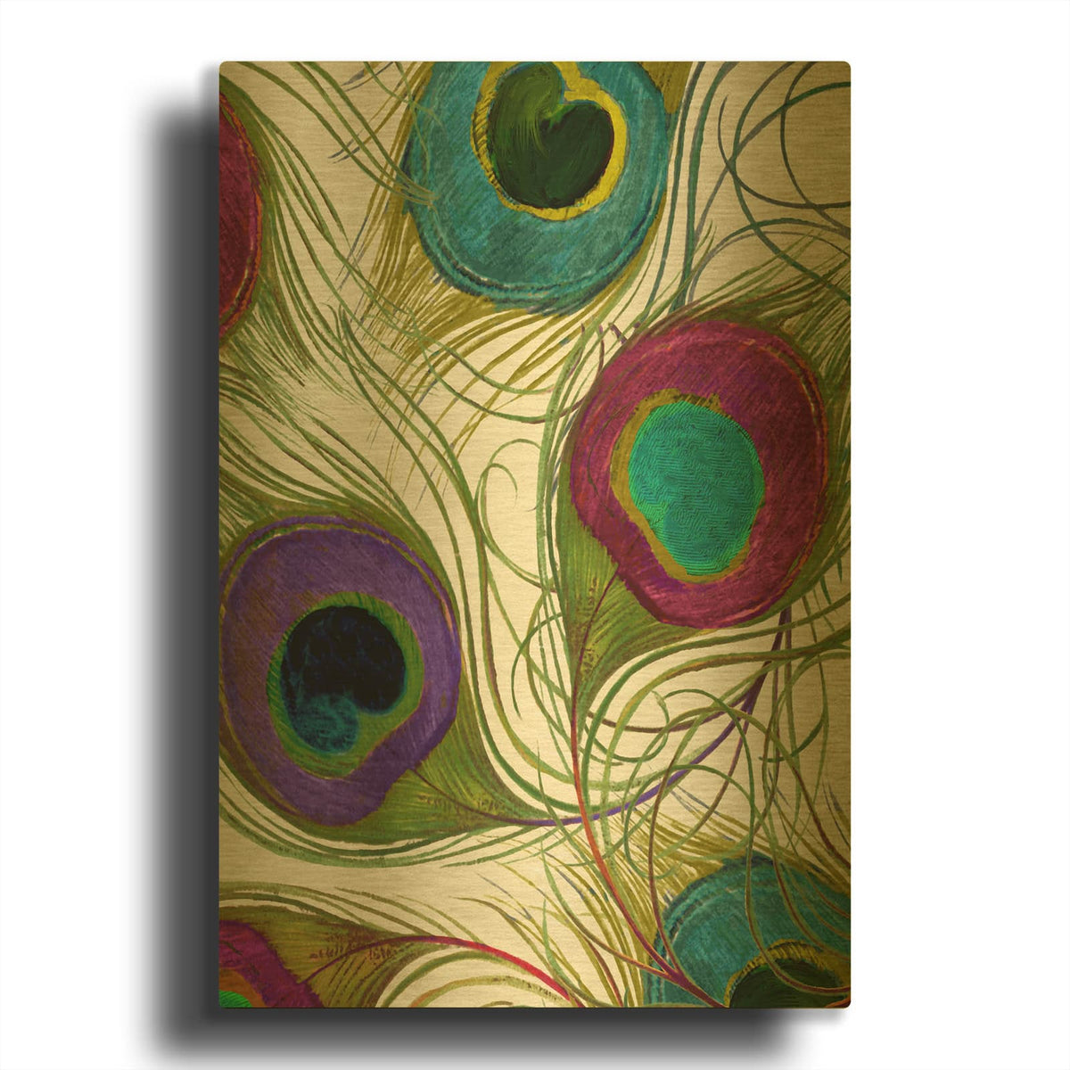 'Peacock Feathers I' By Sasha Gold Metal Wall Art