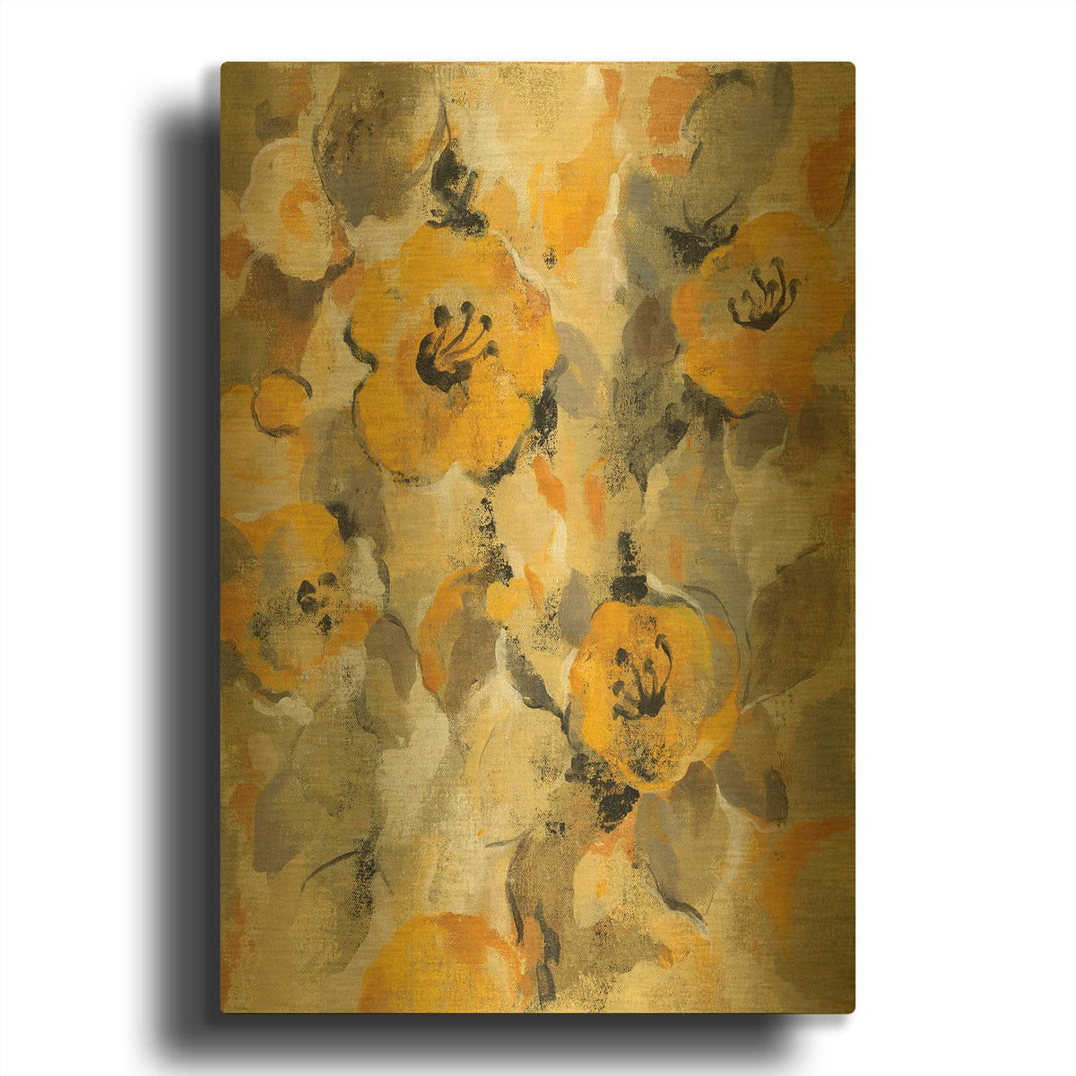 'Yellow Floral I' By Silvia Vassileva Gold Metal Wall Art
