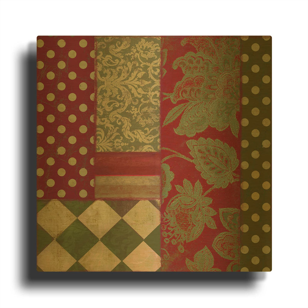 'Merry Christmas Patchwork III' By Sasha Gold Metal Wall Art