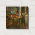 'Broadway at Night' By Solveiga Gold Metal Wall Art