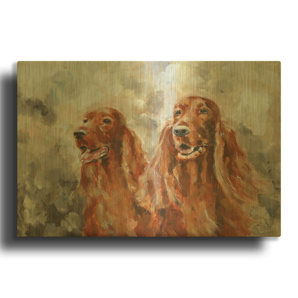 'Two Irish Setters' By Solveiga Gold Metal Wall Art