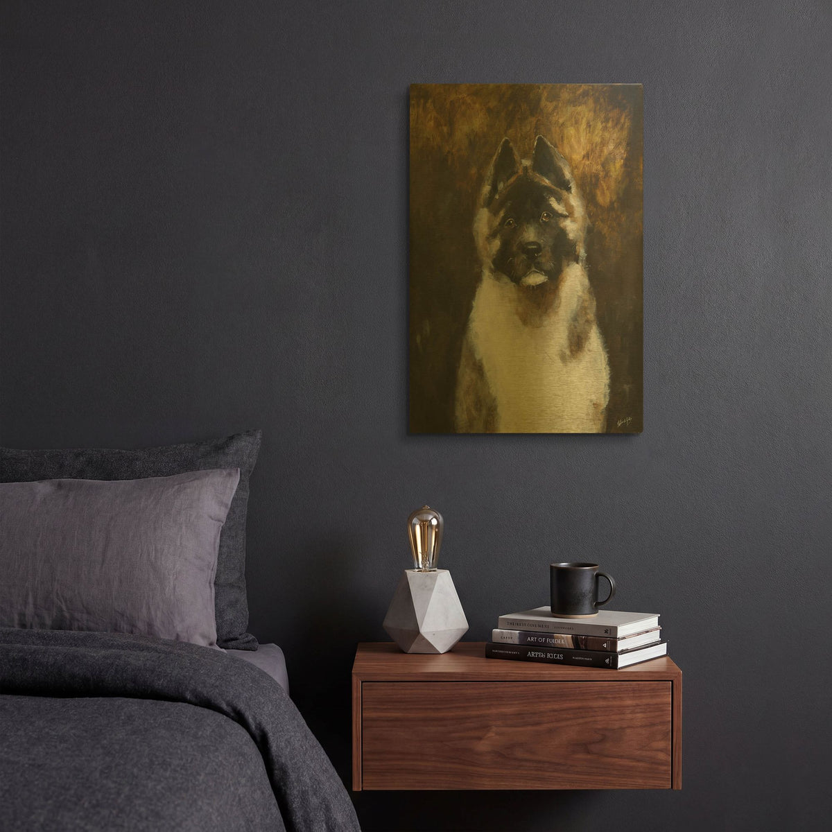 'American Akita' By Solveiga Gold Metal Wall Art