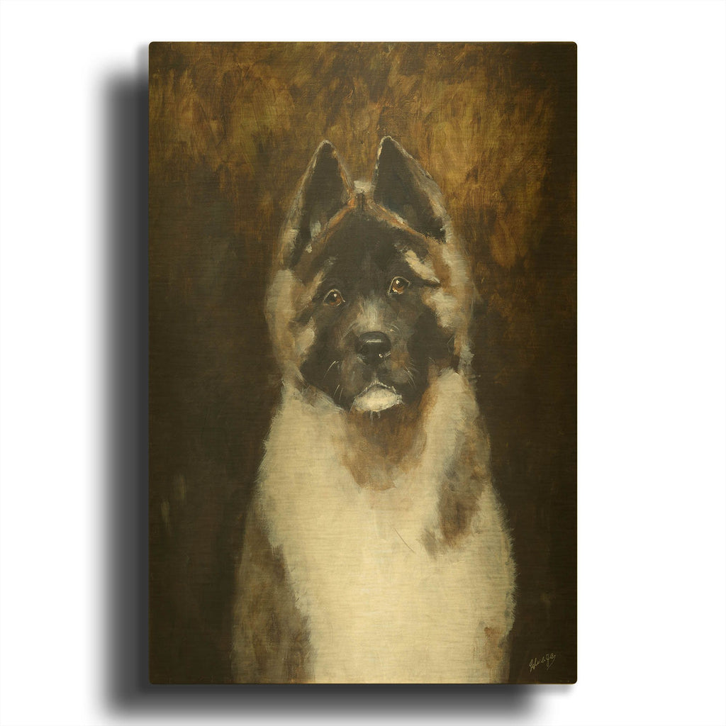 'American Akita' By Solveiga Gold Metal Wall Art