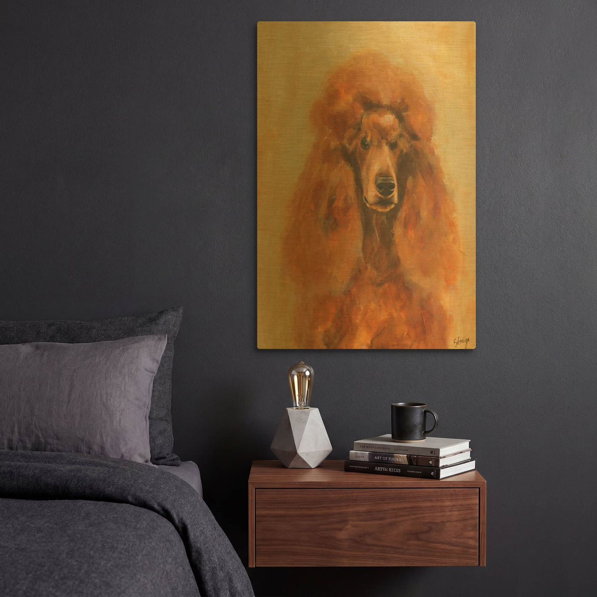 'Apricot Poodle' By Solveiga Gold Metal Wall Art