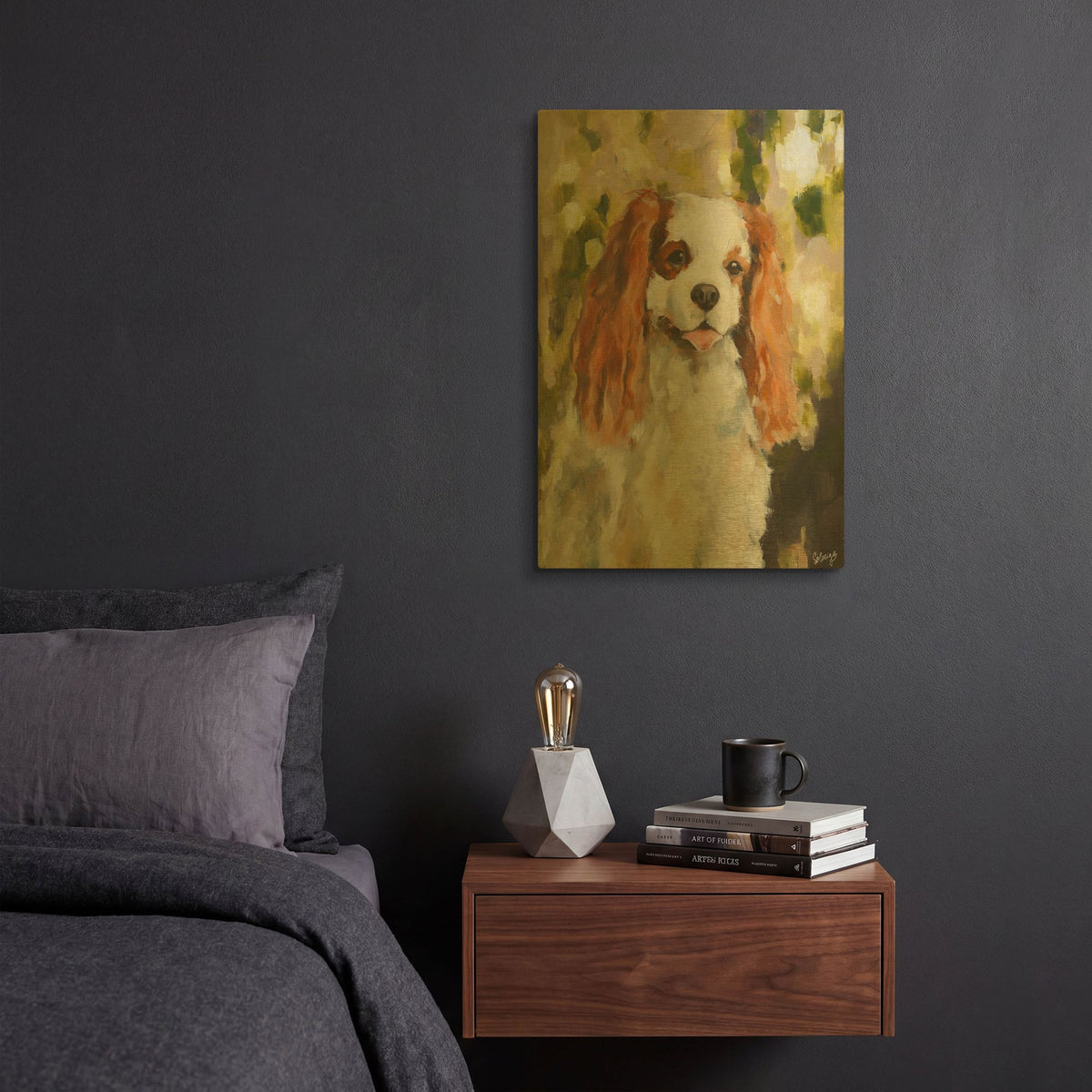'Cavalier King Charles' By Solveiga Gold Metal Wall Art
