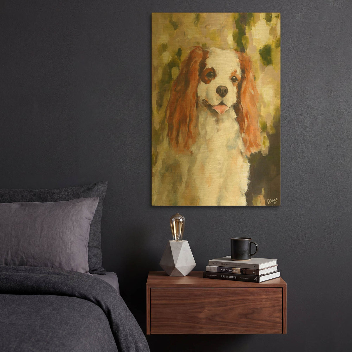 'Cavalier King Charles' By Solveiga Gold Metal Wall Art