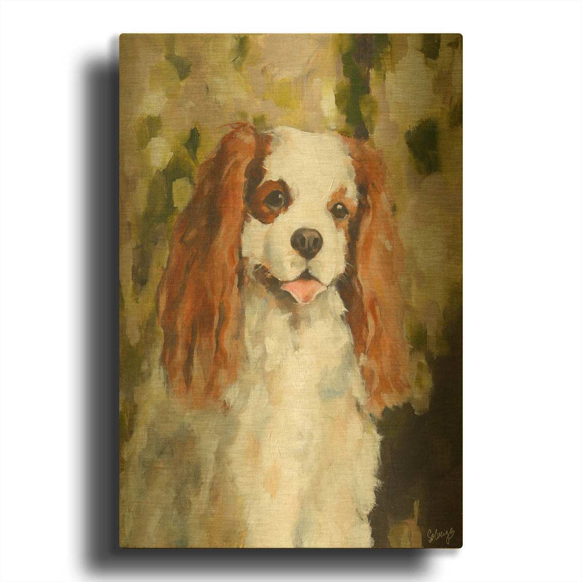 'Cavalier King Charles' By Solveiga Gold Metal Wall Art