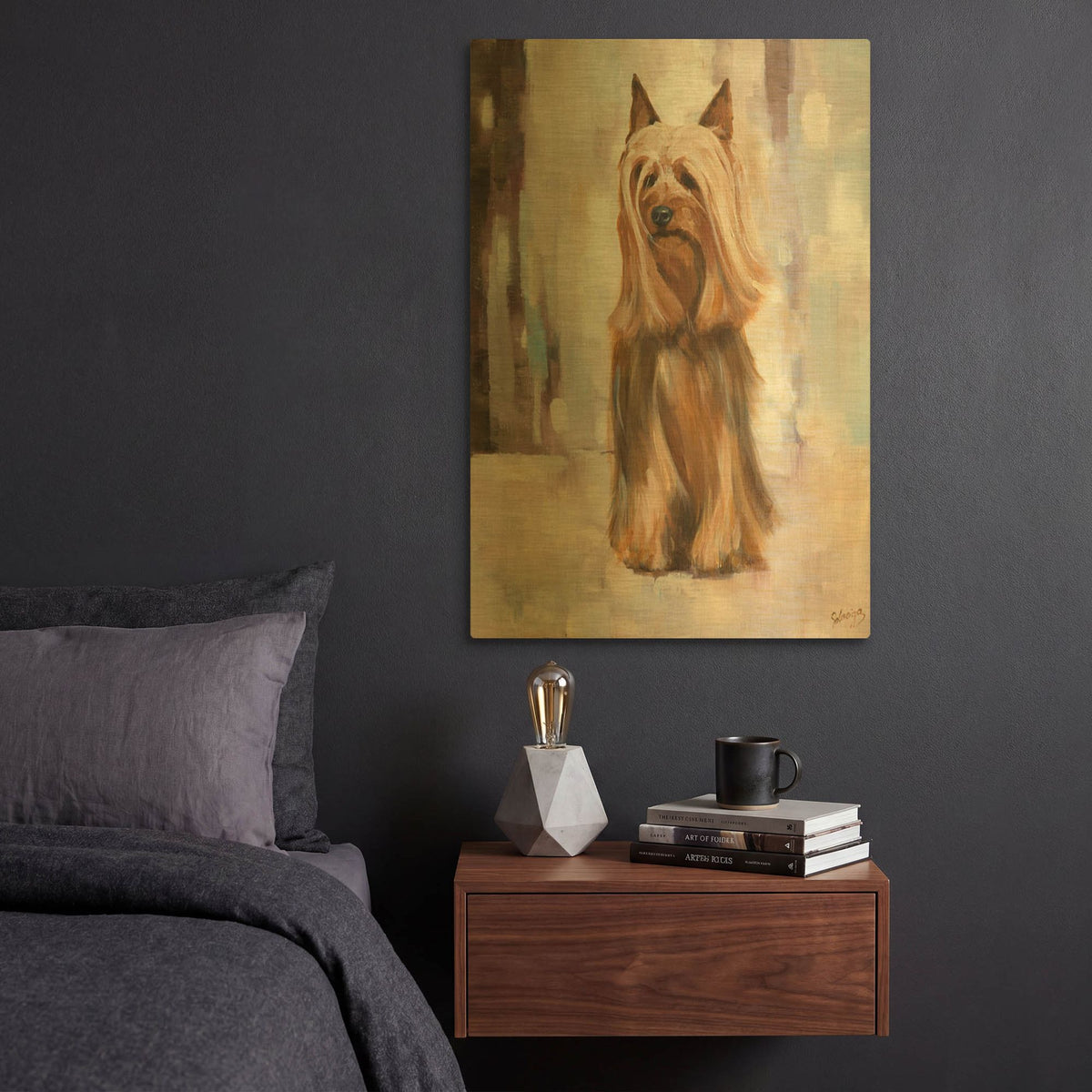 'Silky Terrier I' By Solveiga Gold Metal Wall Art