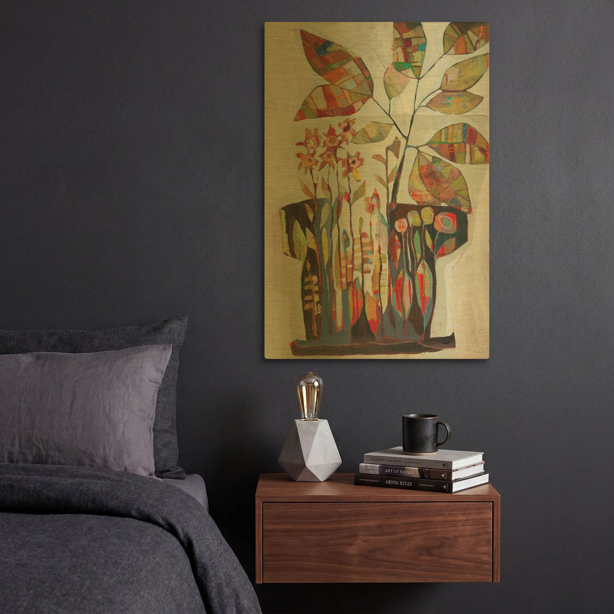 'Floral 2' By Staci Marie Swider Gold Metal Wall Art